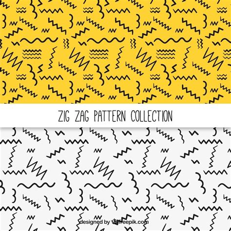 Premium Vector | Patterns of hand-drawn zig-zag lines