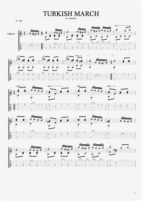 Turkish March - Wolfgang Amadeus Mozart tablature Guitar Tabs And Chords, Guitar Tabs Songs ...