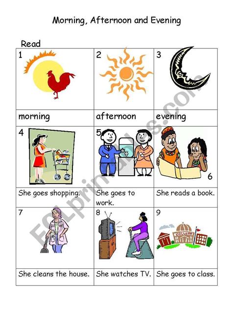 Morning Afternoon Evening - ESL worksheet by annysqu Vocabulary ...