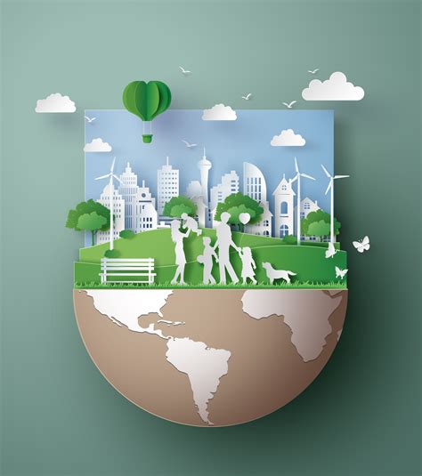 paper art concept of eco friendly , save the earth 584272 Vector Art at Vecteezy