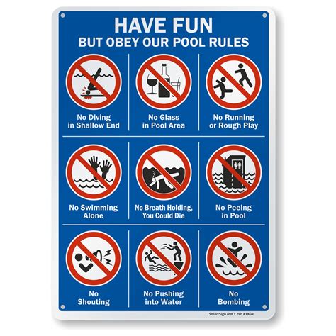 Buy SmartSign 14 x 10 inch “Have Fun But Obey Our Pool Rules” Swimming ...