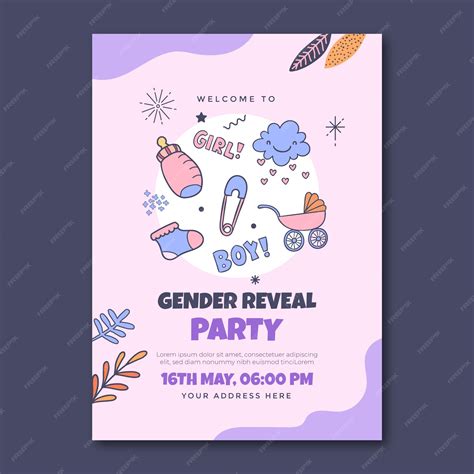 Premium Vector | Vertical poster template for gender reveal party