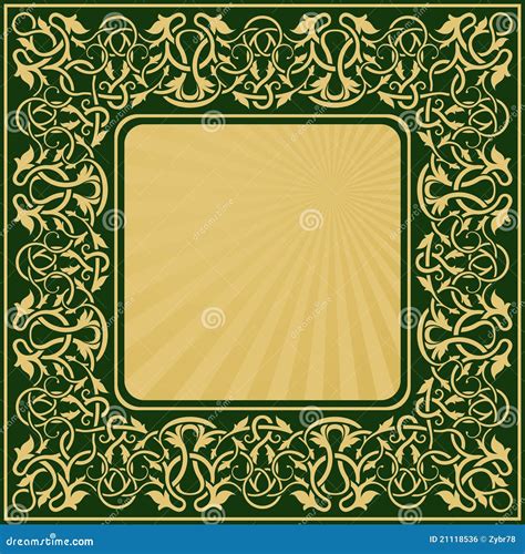 Rectangle gold frame stock vector. Illustration of scroll - 21118536