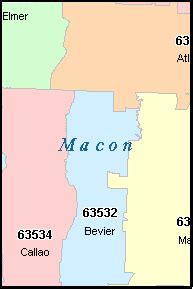 MACON County, Missouri Digital ZIP Code Map