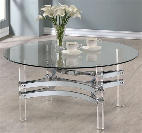 Chrome and Clear Acrylic Round Coffee Table, 720708, Coaster Furniture