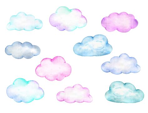 Watercolor clouds clip art cloud sky clipart By VilenaArt | TheHungryJPEG