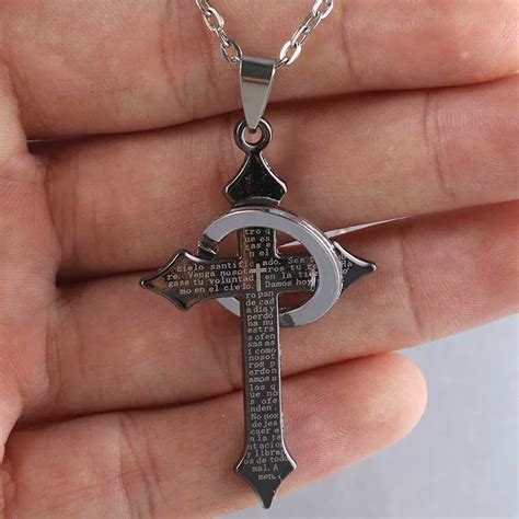 Classic Cross Necklace Pendant Round Men's Christian Prayer Necklace Jewelry-in Pendants from ...