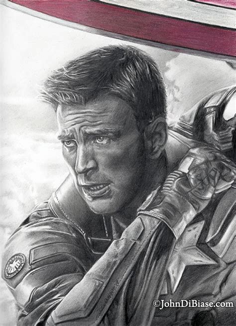 Drawing of Captain America (Chris Evans) from Captain America: The Winter Soldier Drawing ...