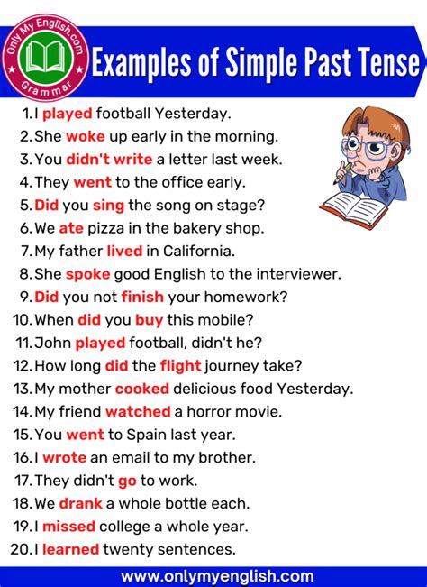 20 Examples of Simple Past Tense Sentences » Onlymyenglish.com