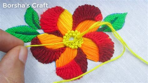Hand Embroidery, Easy Flower Embroidery Tutorial, Simple Flower Design - YouTube
