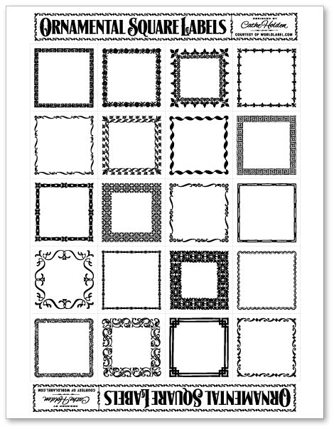 Ornamental Square Labels by Cathe Holden | Free printable labels & templates, label design ...