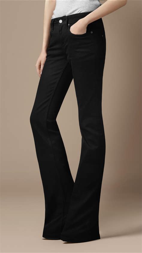 Lyst - Burberry Chelsea Black Bootcut Jeans in Black