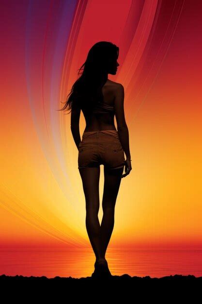 Premium AI Image | silhouette of a woman standing on a beach at sunset