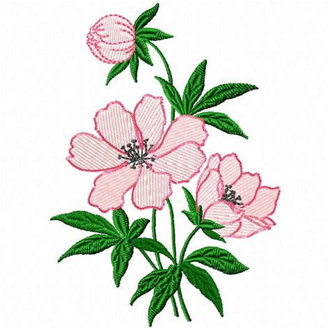 Single Peony Flower Embroidery Design for machine embroidery