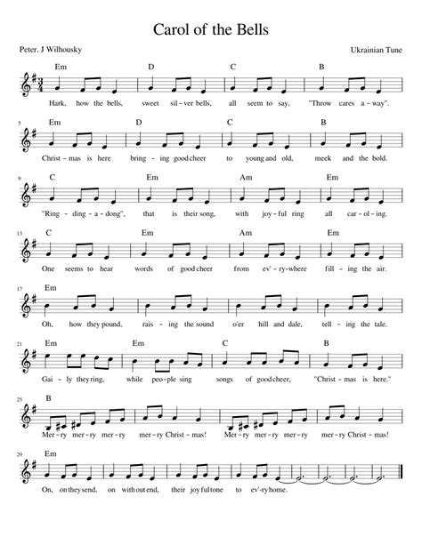 Carol of the Bells Sheet music for Piano (Solo) Easy | Musescore.com