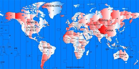 World Map Of Time Zones Printable