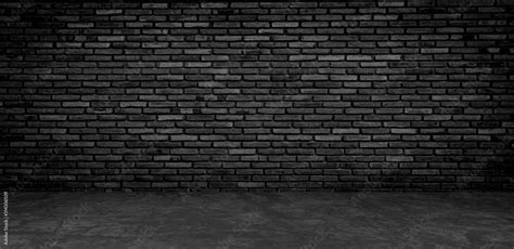 Black brick floor and wall backgrounds, brick room, interior texture ...