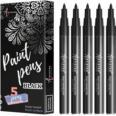 Black Paint Pen Set: 5 Black Acrylic Paint Pens | Artistro Black Paint Pens