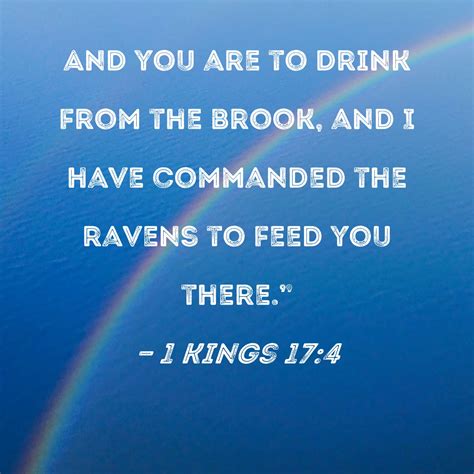 1 Kings 17:4 And you are to drink from the brook, and I have commanded the ravens to feed you ...