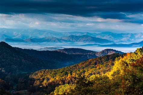 The Great Smokey Mountains covered in color. North Carolina, USA. This ...