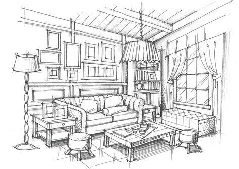 Living room | Perspective drawing architecture, Architecture design sketch, Room perspective drawing