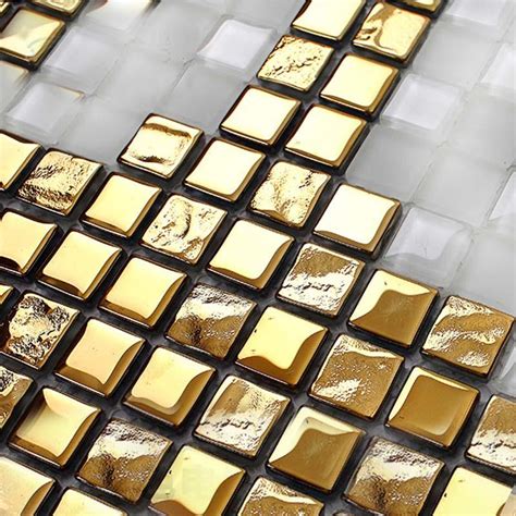 crystal mosaic tile patterns 20x20mm gold glass tile backsplash 2131b