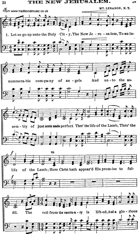 Shaker Music, Song: the new jerusalem - sheet music and PDF