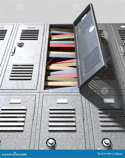 School Locker Crammed Books Stock Image - Image of hall, handle: 42311591