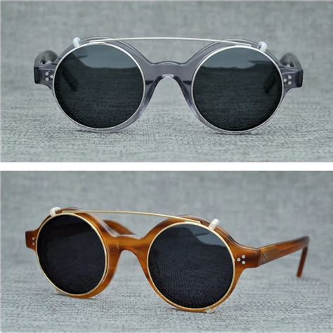 Round Polarized Sunglasses Men Clip on Lens Fit Over Acetate Eyeglasses Frame UV400 Polarizing ...