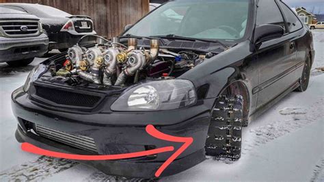 Bonkers Honda Civic Goes Anywhere With Four Turbos and Tank Tracks