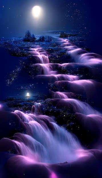 Premium Photo | A purple waterfall with a purple background