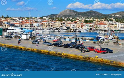 Aegina Port in Aegina Island, Greece on June 19, 2017 Editorial ...