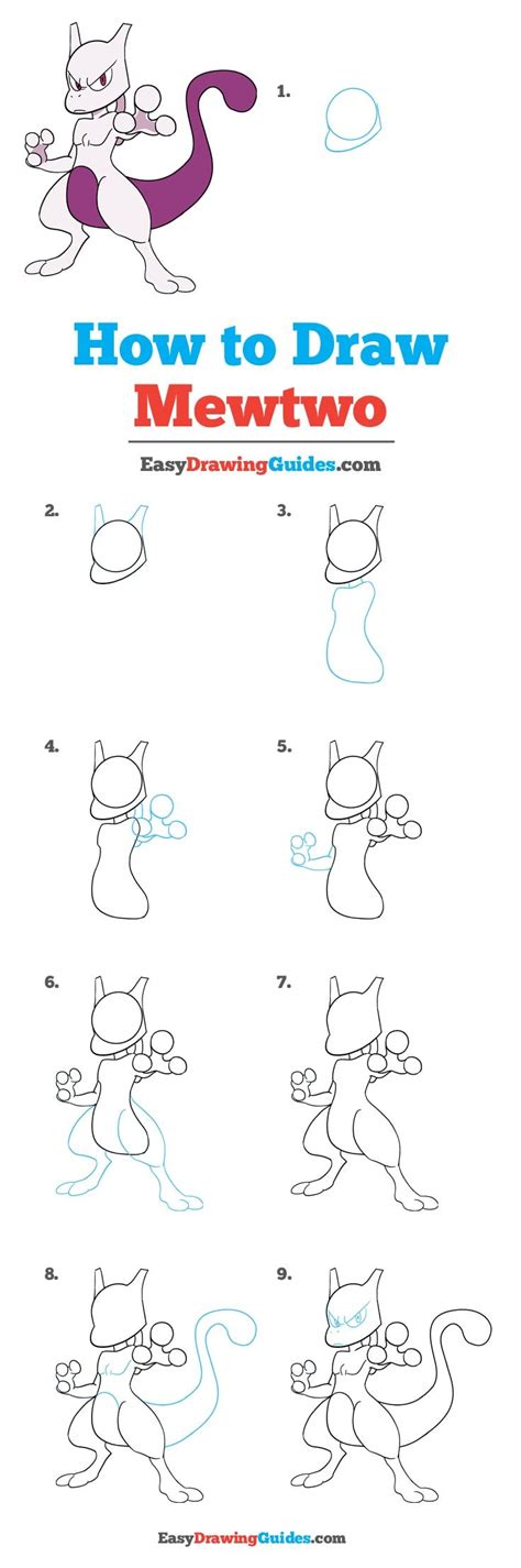 How to Draw Mewtwo Step by Step - Loza Saise1949