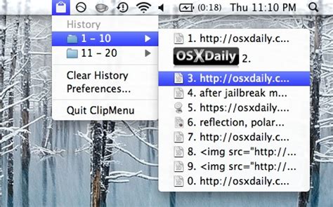 Manage Clipboard History in Mac OS X with ClipMenu