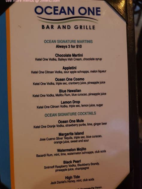 Menu at Ocean One Bar & Grille, Delray Beach