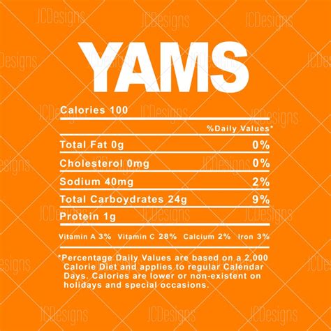 Yams Food Nutrition Facts SVG Holiday Christmas Thanksgiving - Etsy