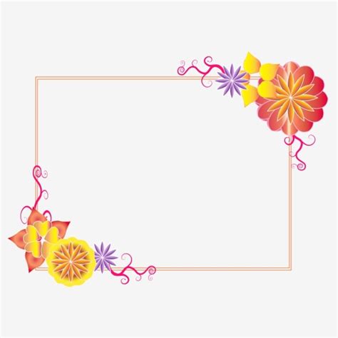 Hand Drawn Border PNG Image, Hand Drawn Colorful Flowers Border ...