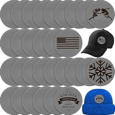 Amazon.com: Dunzy 30 Pcs Blank Leather Hat Patches with Adhesive Round ...