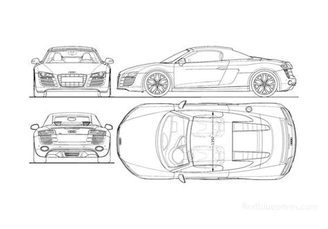 Download drawing Audi R8 Spidster Roadster 2009 in ai pdf png svg formats