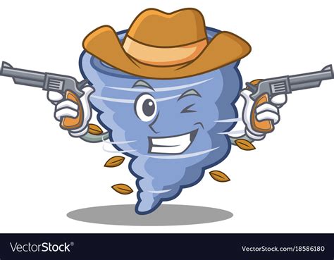 Cowboy tornado character cartoon style Royalty Free Vector