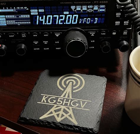 Personalized HAM Radio Call Sign Slate Coaster Custom Engraved Gift for Ham Operators Radio ...