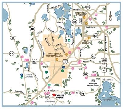 Location map for Cypress Pointe Orlando, Florida