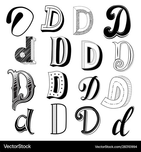 Hand drawn set different writing styles Royalty Free Vector