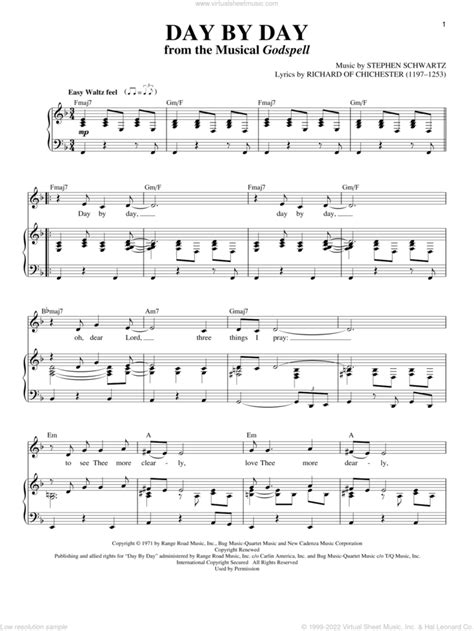 Day By Day (from Godspell) sheet music for voice, piano or guitar v2