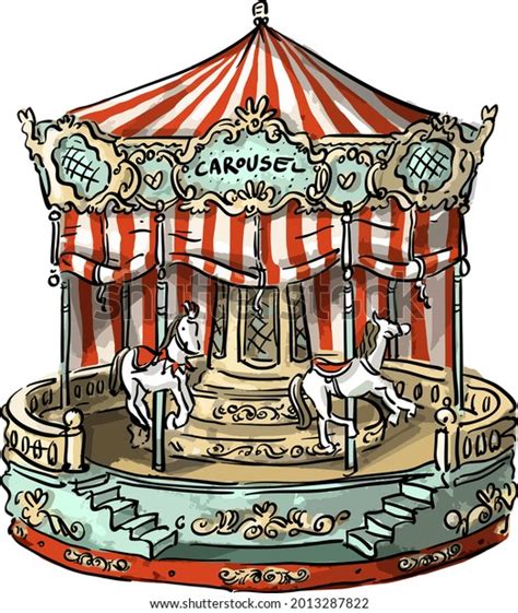 Vector Illustration Vintage Antique Carousel Stock Vector (Royalty Free ...