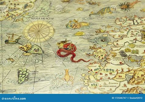 Old Vintage Illustration A World Map Part Of Africa And Europe, Oceans And Islands Royalty-Free ...