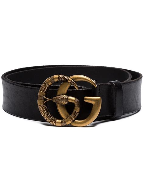 Gucci Leather Double G Snake Buckle Belt in Black for Men - Lyst