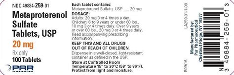 Metaproterenol Tablets: Package Insert / Prescribing Info