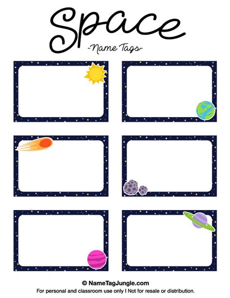 Printable Space Name Tags | Name tag templates, Classroom name tags, Space names