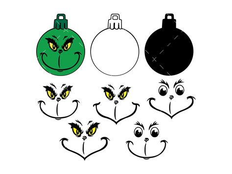 Grinch face SVG, PNG, PDF, Christmas Ornaments SVG, Grinch face cut files